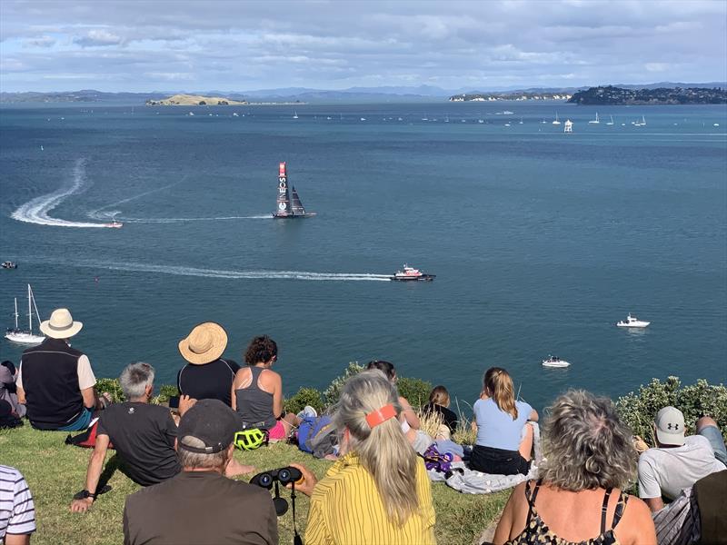 Crowds of spectators on North Head - Round Robin - Prada Cup - January 23, 2021 photo copyright Colin Preston taken at Royal New Zealand Yacht Squadron and featuring the ACC class