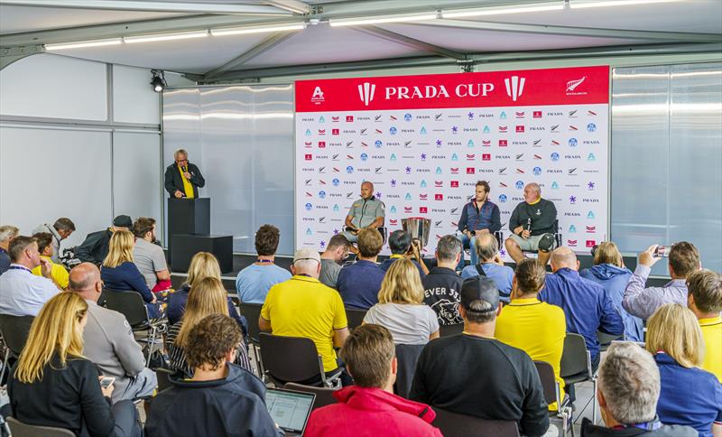 Prada Cup Finals - Press Conference Max Sirena (Team Director & Skipper - Luna Rossa Prada Pirelli Team), Ben Ainslie (Team Principal & Skipper - Ineos Team UK), Iain Murray (Regatta Director), Bruno Trouble photo copyright Luca Butto' taken at Circolo della Vela Sicilia and featuring the ACC class