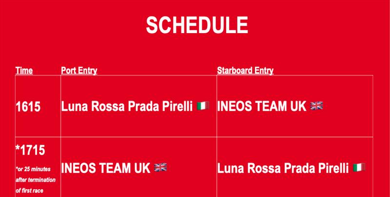 Race Schedule - Prada Cup Finals - Day 1 - January 13, 2021 - America's Cup 36 - photo © Prada Media Centre