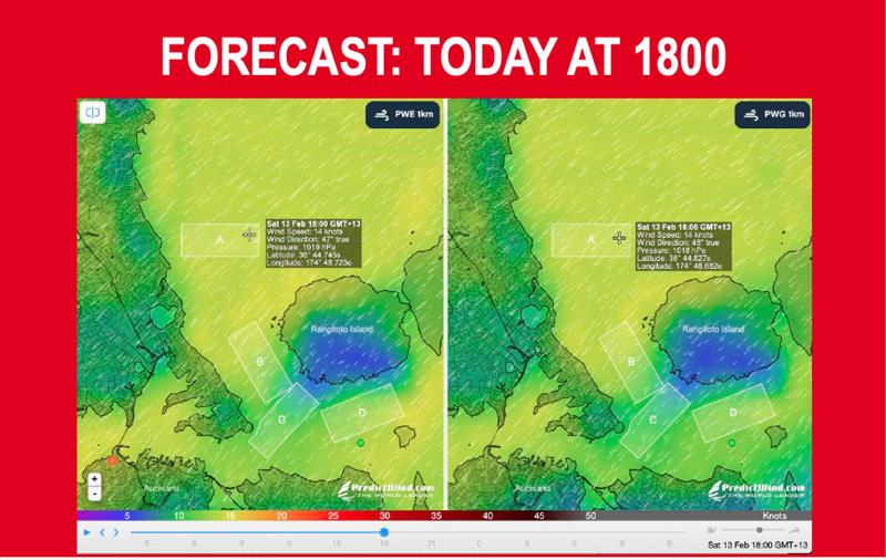 Weather forecast - 1800hrs - Prada Cup Finals - Day 1 - January 13, 2021 - America's Cup 36 - photo © Prada Media Centre