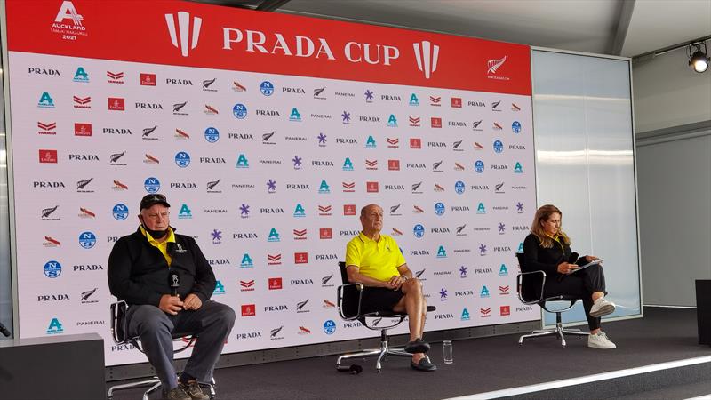 Iain Murray, Francesco Longanesi Cattani and Alessandra Pandarese - Prada Cup Media Conference - February 18, 2021 - America's Cup 36 photo copyright Richard Gadwell / Sail-World.com / nz taken at Circolo della Vela Sicilia and featuring the ACC class