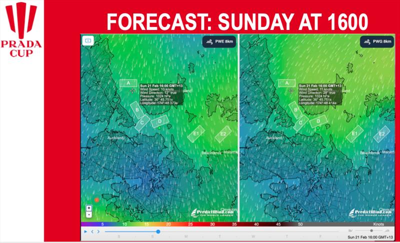 Sunday 1600hrs Forecast - Day 4 Prada Cup Finals - February 21, 2021 - America's Cup 36 photo copyright Prada Cup media taken at Circolo della Vela Sicilia and featuring the ACC class