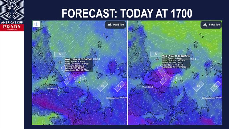 Wind at 1700hrs - Wednesday - Course A - Regatta Director Briefing - Day 6 AC36 Match  photo copyright America's Cup Media taken at Royal New Zealand Yacht Squadron and featuring the ACC class