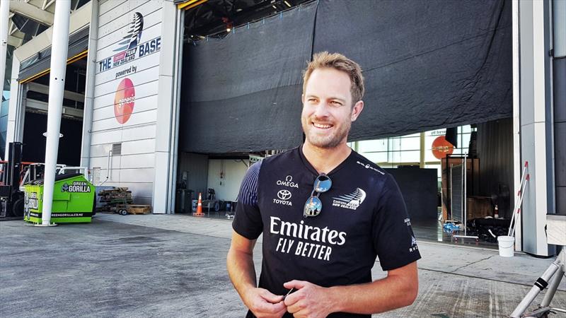 Emirates Team NZ onshore boat captain, Jack Taylor, at the shed after Te Rehutai heads to the racecourse photo copyright Suzanne McFadden taken at Royal New Zealand Yacht Squadron and featuring the ACC class