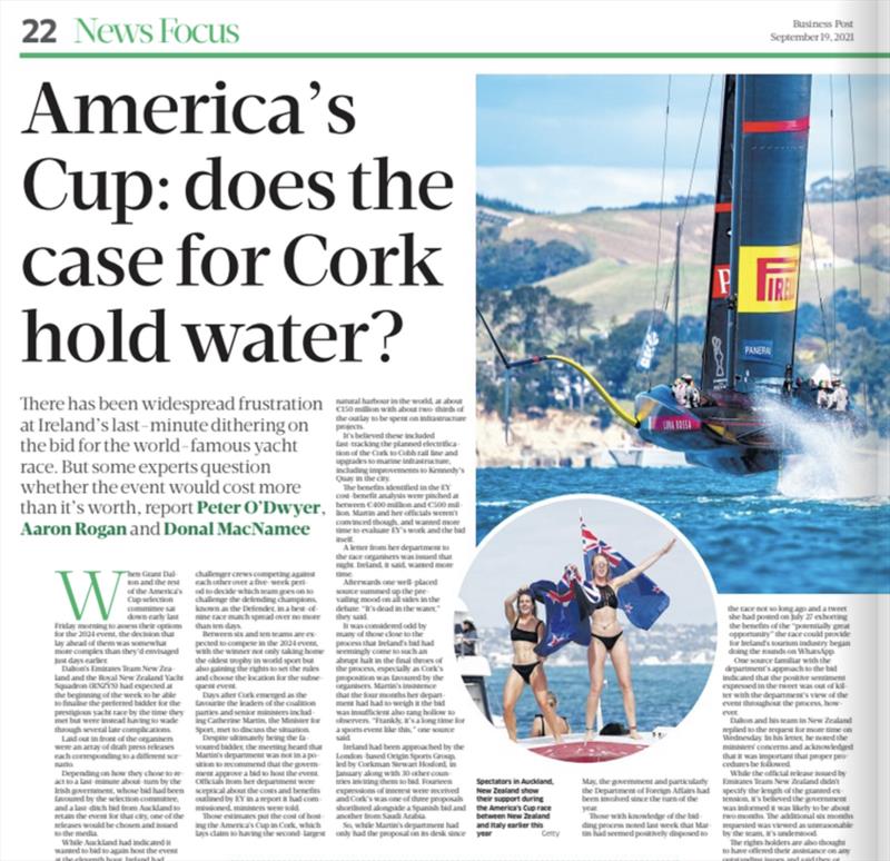 America's Cup Cork - photo © Business Post