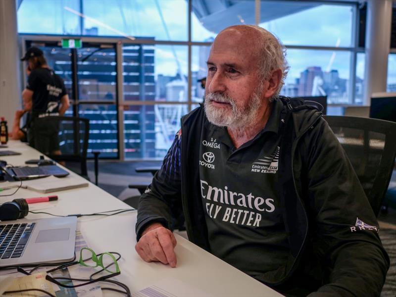 Meteorologist Roger 'Clouds' Badham at his desk in Team NZ's Viaduct base photo copyright Emirates Team New Zealand taken at Royal New Zealand Yacht Squadron and featuring the ACC class
