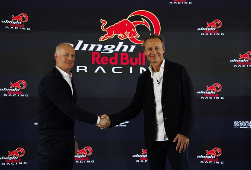 Ernesto Bertarelli of Switzerland and Hans Peter Steinacher of Austria and Alinghi Red Bull Racing seen during the press conference announcement to enter 37th Americas Cup in Geneva, Switzerland on December 14, - photo © Samo Vidic / Red Bull Content Pool