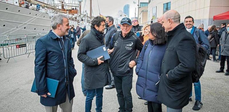 Grant Dalton, in the center, and next to him, Damià Calvet, Jaume Collboni, Aurora Catà and Ángel García, before embarking at Barcelona for a venue evaluation. photo copyright Mane Espinosa taken at Barcelona International Sailing Center and featuring the ACC class