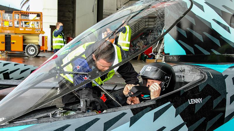 Pilot Glenn Ashby goes through a final cockpit check before the canopy is closed - Project Speed - Emirates Team New Zealand - Whenupai -May 20, photo copyright Richard Gladwell - Sail-World.com/nz taken at Royal New Zealand Yacht Squadron and featuring the ACC class