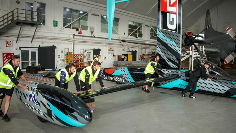 Project Speed - Horonuku is pushed out of the RNZAF Hangar - Emirates Team New Zealand - Test run - Whenuapai -May 20, - photo © Richard Gladwell / Sail-World.com
