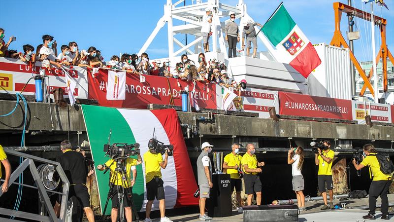 Francesco Longanesi Cattani with Luna Rossa fans just before presenting the Prada Cup to Luna Rossa - February 21, 2021 photo copyright Richard Gladwell - Sail-World.com/nz taken at Circolo della Vela Sicilia and featuring the ACC class