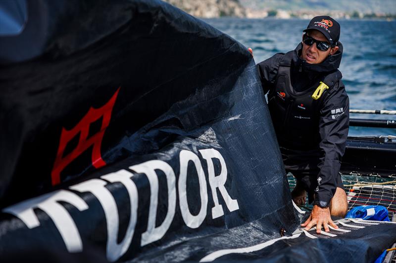 Matias Buhler of Switzerland and Alinghi Red Bull Racing seen prior the GC32 race in Riva Del Garda, Italy on May 26, 2022 photo copyright Samo Vidic taken at  and featuring the ACC class