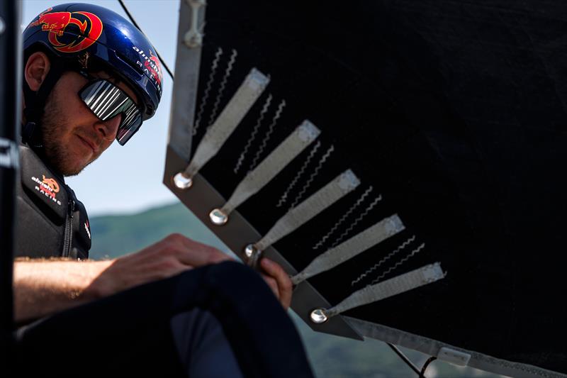 Nils Theunick of Switzerland and Alinghi Red Bull Racing seen prior the GC32 race in Riva Del Garda, Italy on May 26,2022 photo copyright Samo Vidic taken at  and featuring the ACC class