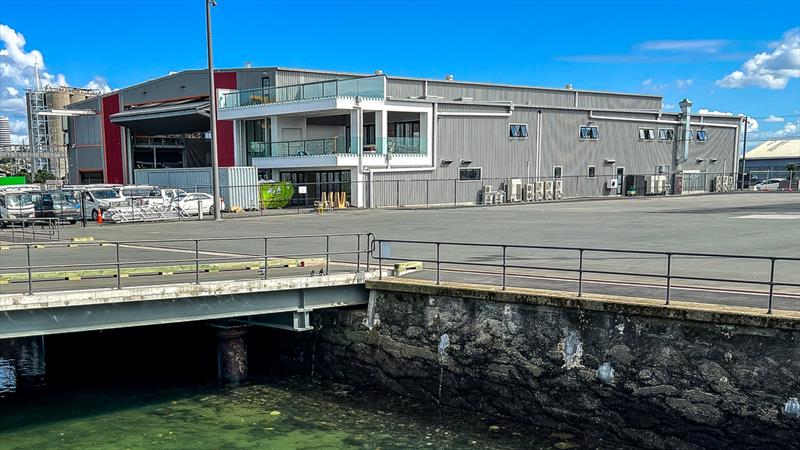 Emirates Team NZ's new base opens onto now clean water in the Wynyard marina with leachate discharge  points from the old fuel and hazardous substances storage are now plugged - August 2022 - photo © Richard Gladwell - Sail-World.com/nz