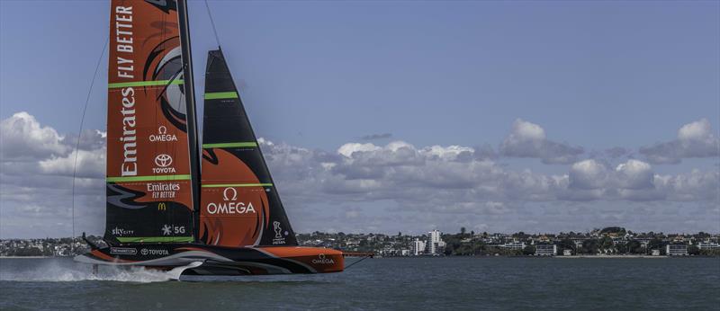 Emirates Team New Zealand sail their AC75 'Te Rehutai' on the Waitemata Harbour in Auckland, New Zealand - photo © Hamish Hooper / Emirates Team New Zealand