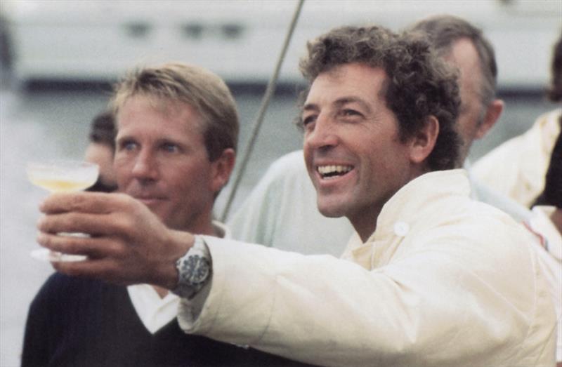 Jim Hardy (right) celebrates Southern Cross' win - with defeated French skipper Jean Marie Le Guillon - in the1974 Challenger series  -  photo copyright Paul Darling taken at New York Yacht Club and featuring the ACC class