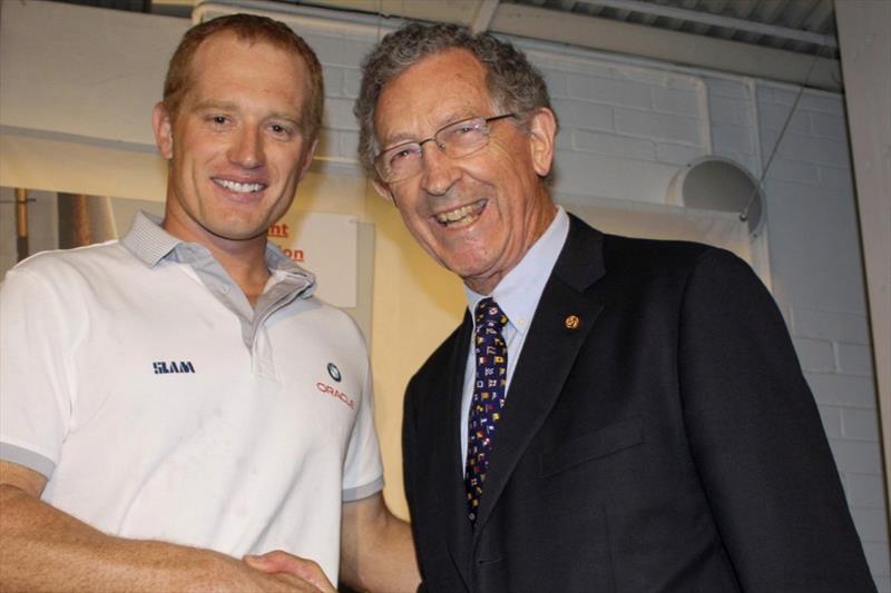 Sir James Hardy was a mentor to many Australian sailors - here with Jimmy Spithill at theRPAYC after Spithill had won the 2010 America's Cup photo copyright Damian Devine taken at Royal Prince Alfred Yacht Club and featuring the ACC class