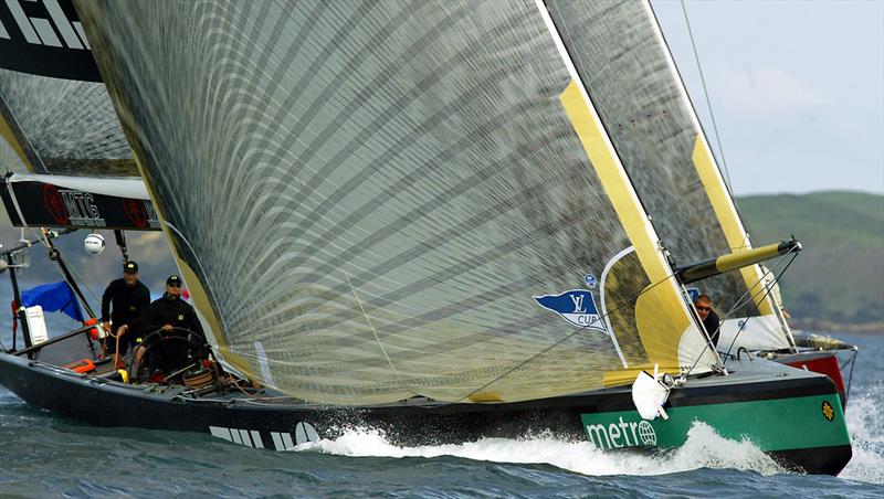 Sweden competing against Luna Rossa in the 2002/03 Louis Vuitton Cup - Auckland photo copyright ACM taken at Royal Swedish Yacht Club and featuring the ACC class