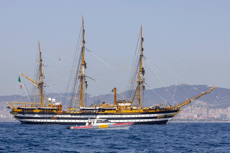 America's Cup Challenger - Luna Rossa and the sail training vessel - Amerigo Vespucci - July 2023 - photo © Francesco Ferri