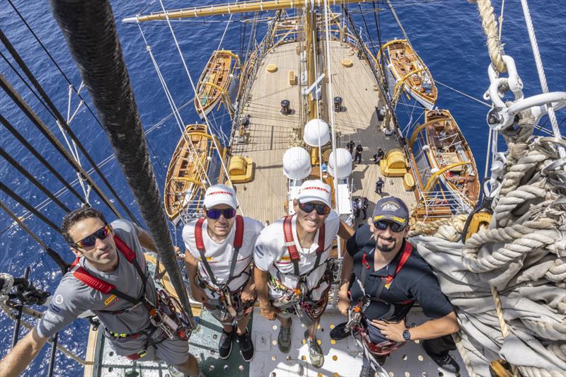 Luna Rossa Prada Pirelli meet with the Italian Navy's Amerigo Vespucci off the coast of Barcelona - July 9, 2023 - photo © Francesco Ferri