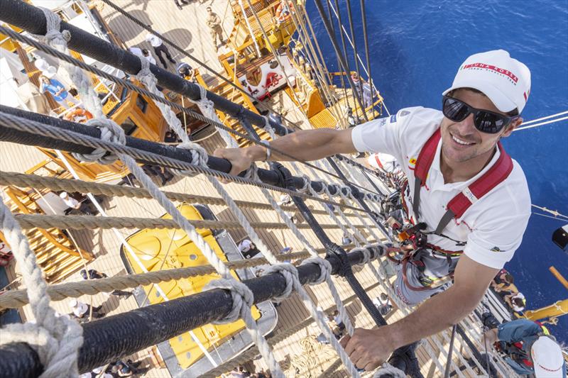 Luna Rossa Prada Pirelli meet with the Italian Navy's Amerigo Vespucci off the coast of Barcelona - July 9, 2023 photo copyright Francesco Ferri taken at Circolo della Vela Sicilia and featuring the ACC class