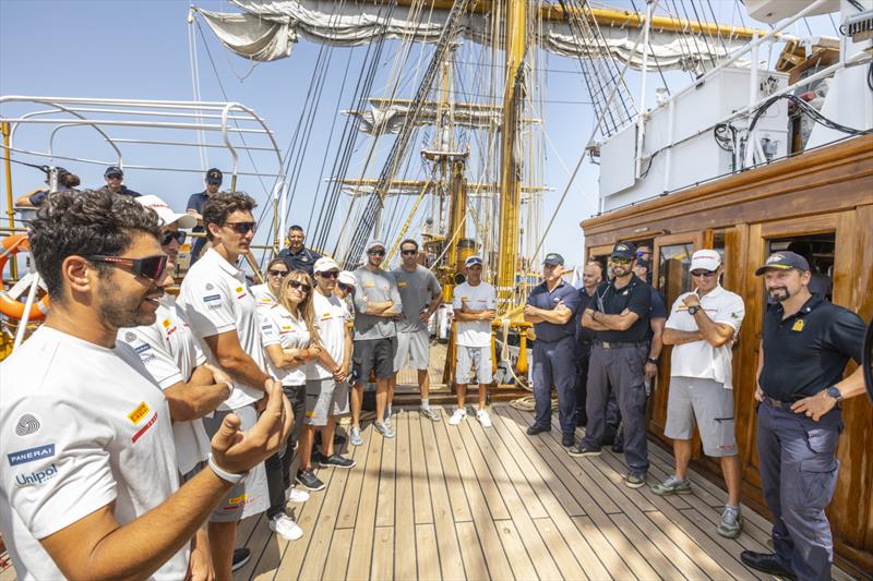 Luna Rossa Prada Pirelli meet with the Italian Navy's Amerigo Vespucci off the coast of Barcelona - July 9, 2023 - photo © Francesco Ferri