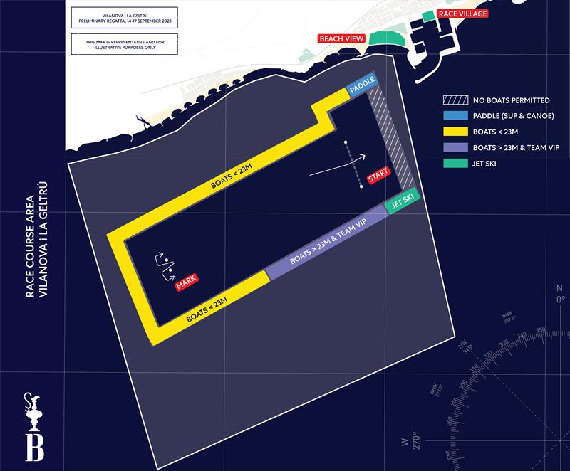 Vilanova - Race Course Diagram - First Preliminary Regatta September 14-17, 2023 photo copyright ACE taken at Club Náutic Vilanova and featuring the ACC class