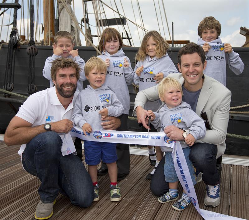 Four young ambassadors from the Andrew Simpson Sailing Foundation, along with the young sons of Andrew Simpson help TV star Matt Baker, and double Olympic champion Iain Percy, open the PSP Southampton Boat Show photo copyright ASSF taken at  and featuring the  class