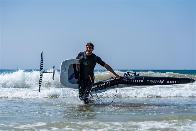 Blair Tuke coming out of the water after wing foiling session in Tarifa, Spain. - photo © Beau Outteridge