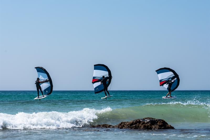 Blair Tuke, Peter Burling & Nathan Outteridge wing foiling in Tarifa, Spain. - photo © Beau Outteridge