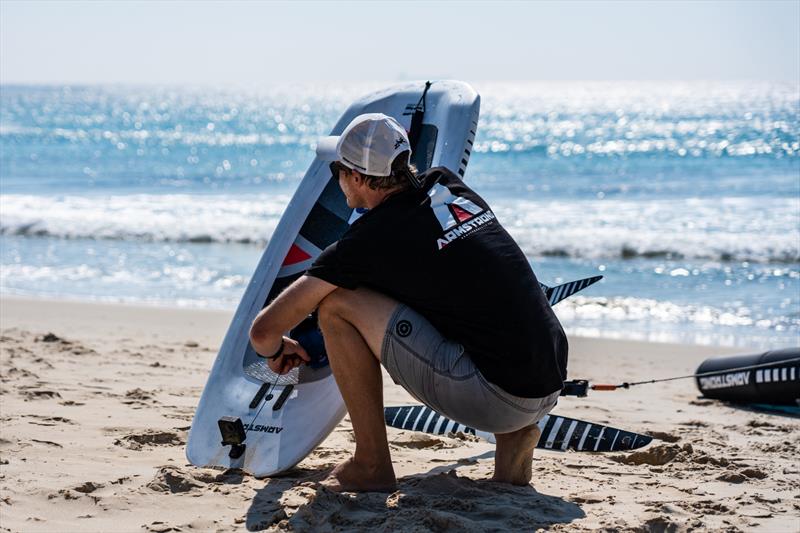 Nathan Outteridge after a wing foiling session in Tarifa, Spain photo copyright Beau Outteridge taken at Real Club Náutico de Palma and featuring the  class