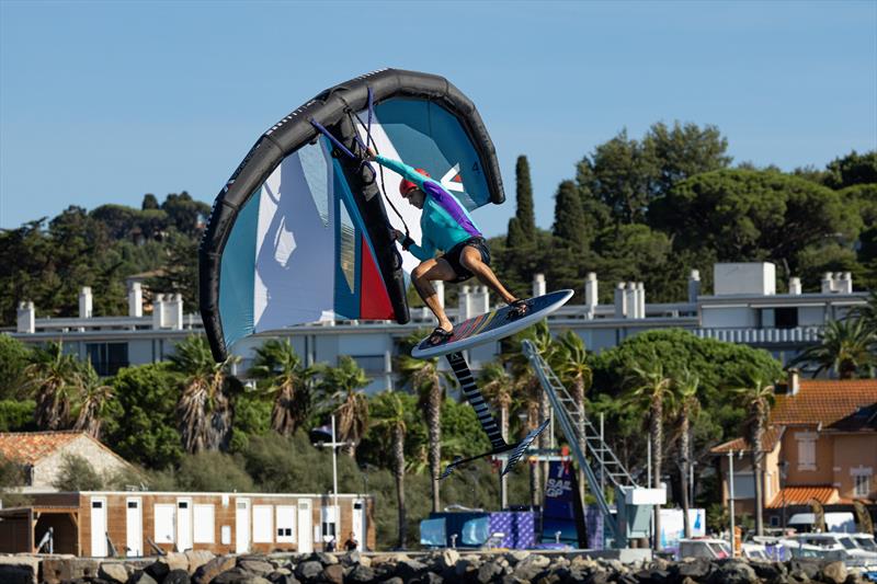 Young sailors in the SailGP Inspire program try out the Armstrong wing and foil following a practice session ahead of the Range Rover France Sail Grand Prix in Saint Tropez, France. 9th September  photo copyright Felix Diemer/SailGP taken at Royal New Zealand Yacht Squadron and featuring the  class