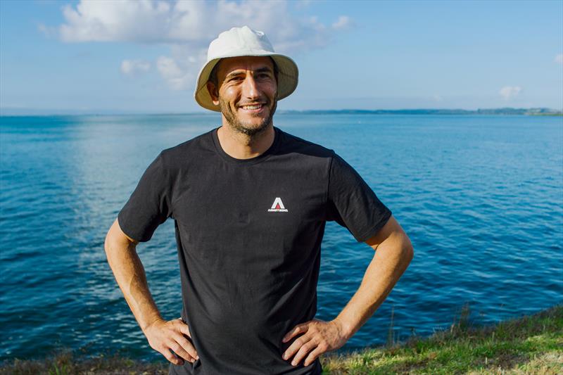 Blair Tuke in front of his "backyard" the Far North of NZ  - Armstrong Foils Home Tour II - May 2025 photo copyright Armstrong Foils taken at Wakatere Boating Club and featuring the  class