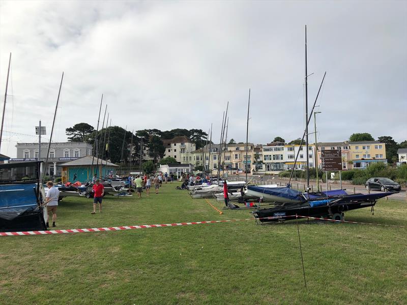 The fleet on the green during the Gul B14 Nationals at Paignton photo copyright Mike Bees taken at Paignton Sailing Club and featuring the B14 class