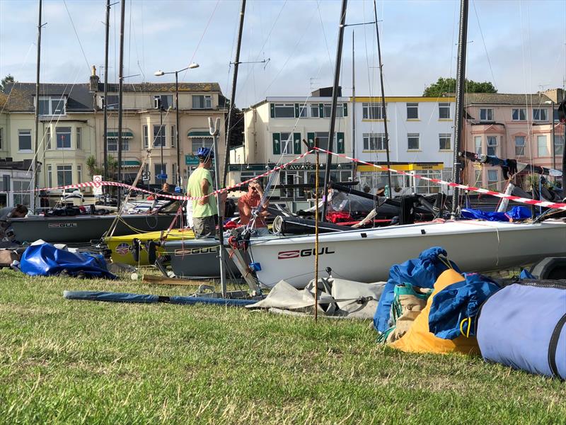 The fleet on the green during the Gul B14 Nationals at Paignton photo copyright Mike Bees taken at Paignton Sailing Club and featuring the B14 class