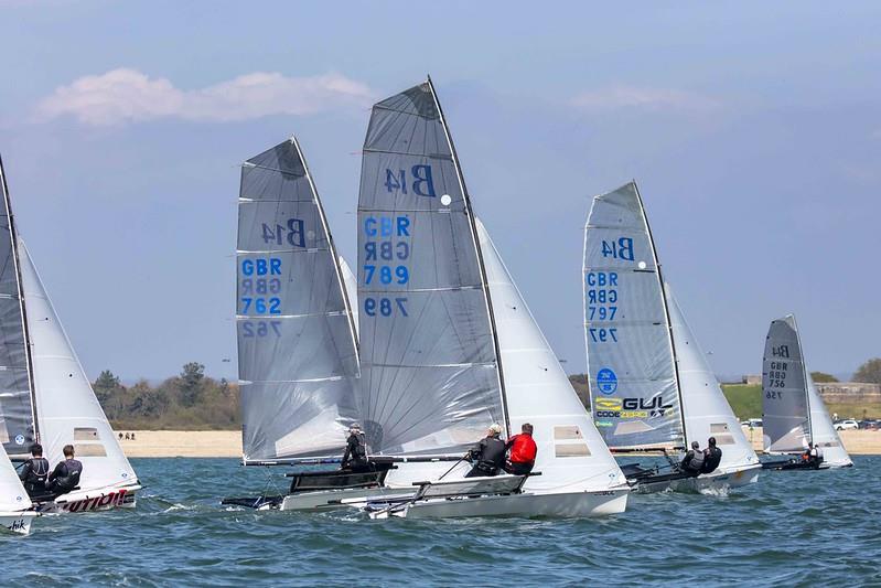 B14s at the Stokes Bay Skiff Open photo copyright Tim Olin / www.olinphoto.co.uk taken at Stokes Bay Sailing Club and featuring the B14 class