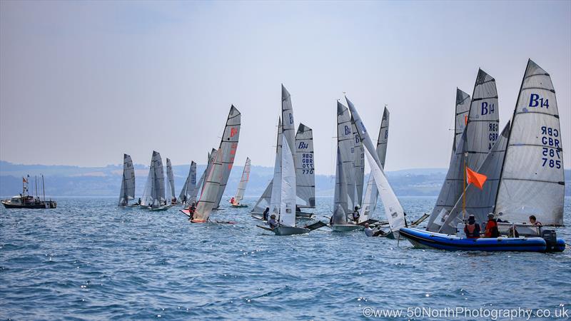 Pathfinder Homes B14 Global Championship at Torbay Day 2 photo copyright Tania Hutchings / www.50northphotography.co.uk taken at Royal Torbay Yacht Club and featuring the B14 class