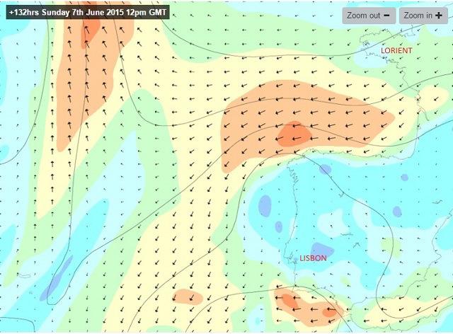 The forecast for Sunday and the Volvo Ocean Race Leg 8 start from Lisbon photo copyright B&G taken at  and featuring the  class