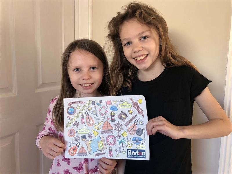 Amy and Emma complete their Barton colouring sheet - photo © David Cramphorn