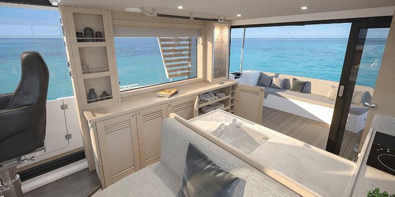 Swift Trawler 48 dinette photo copyright Beneteau taken at  and featuring the Beneteau class