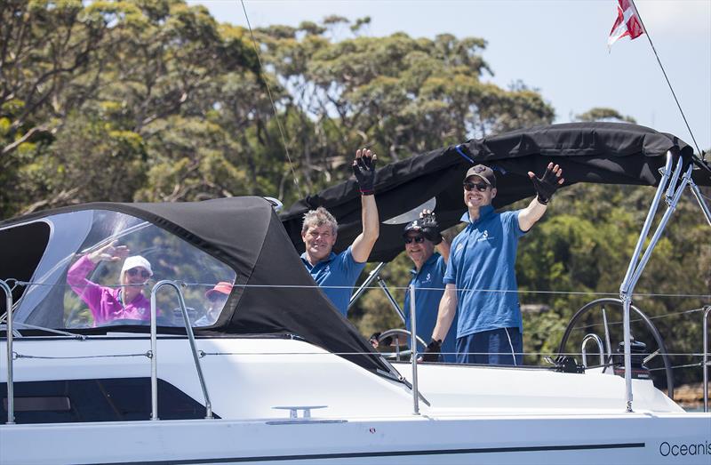 Knot A Diamond with Ariel Miners from sponsor MitchCap on the right enjoying his first day out sailing - photo © John Curnow