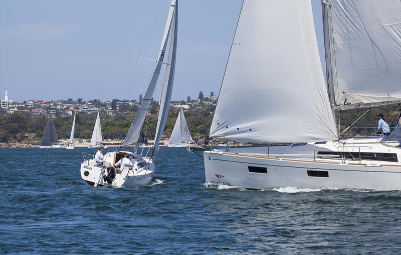 Mini Bateau on Port, the smallest boat in the fleet, sneaks ahead of Uwe Roehm's Currawong, who finished in second place in Division B - photo © John Curnow