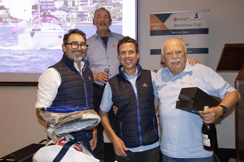 Winner collects the spoils all right. Greg Newton with the collection of goodies after winning the big boat division at the 2023 Beneteau Cup - photo © John Curnow