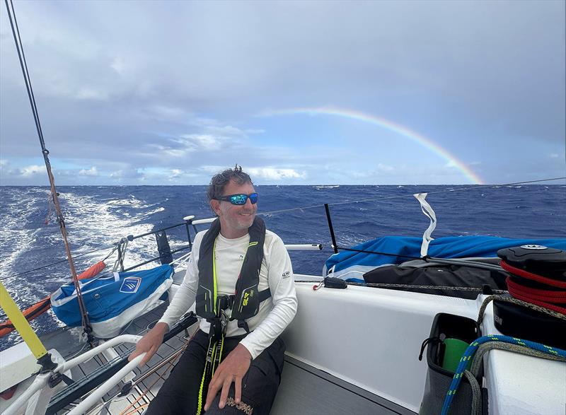 Fred Courouble on the tiller of rahan during the 2025 Transpac - photo © Charles-Etienne Devanneaux 