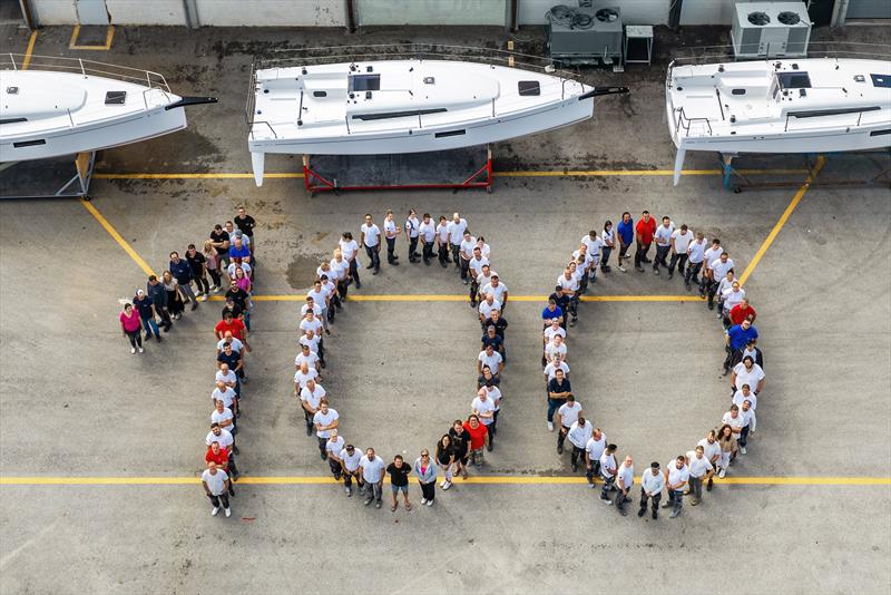 Seascape shipyard – the team and First30 hull#100 photo copyright Beneteau taken at  and featuring the Beneteau class