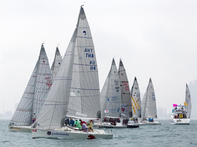 Close racing on Day 1 in the Platu Class at the 2018 Top of the Gulf Regatta photo copyright Guy Nowell taken at Ocean Marina Yacht Club and featuring the Platu 25 class