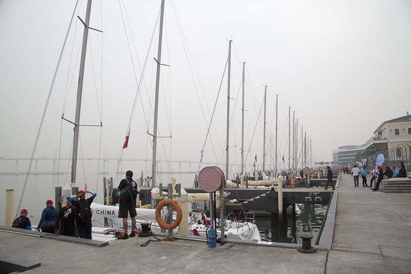 Macau Cup 2018. AP on shore - no breeze, and fog at Fisherman's Wharf photo copyright Guy Nowell taken at  and featuring the Beneteau 40.7 class