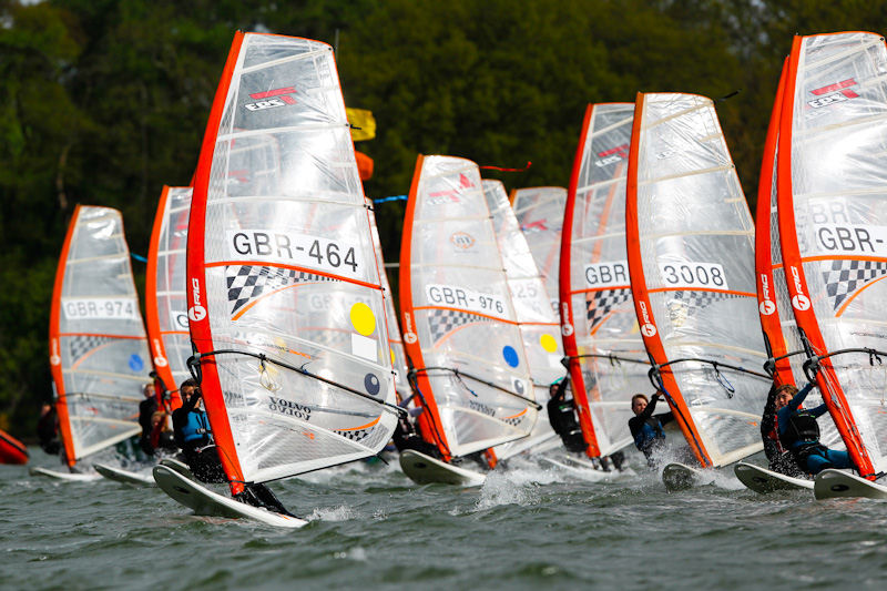 Techo 7.8 and 6.8 start on day two of the RYA Eric Twiname Championships photo copyright Paul Wyeth / RYA taken at Rutland Sailing Club and featuring the Bic Techno class