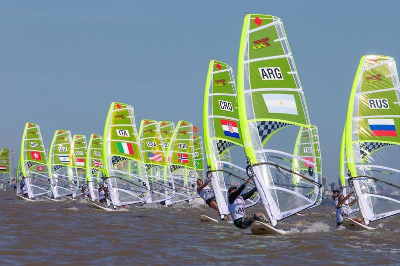 The Girl's Techno 293  get racing underway just off San Isidro - 2018 Youth Olympic Games photo copyright Matias Capizzano / World Sailing taken at  and featuring the Bic Techno class