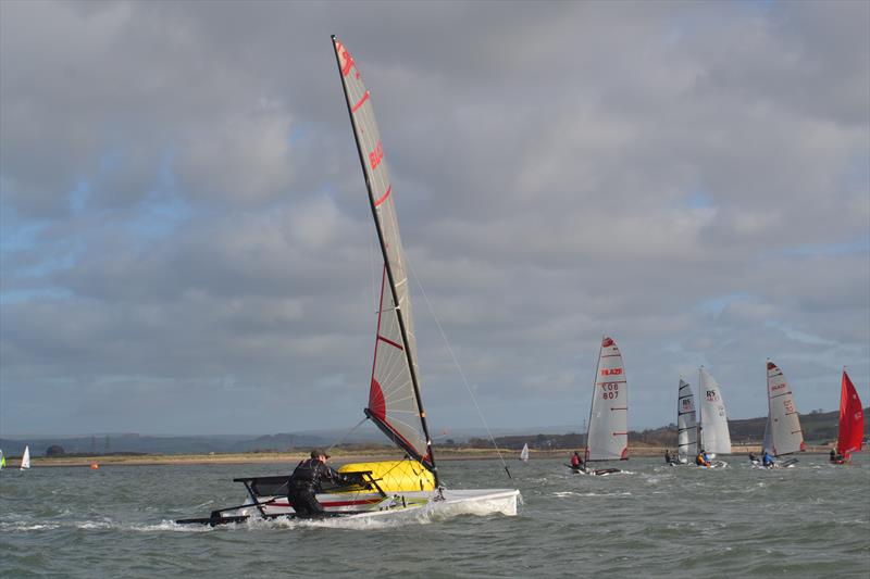 Rounding the gybe mark during the Gul Wrecker at North Deveon Yacht Club photo copyright Simon Fleet taken at North Devon Yacht Club and featuring the Blaze class